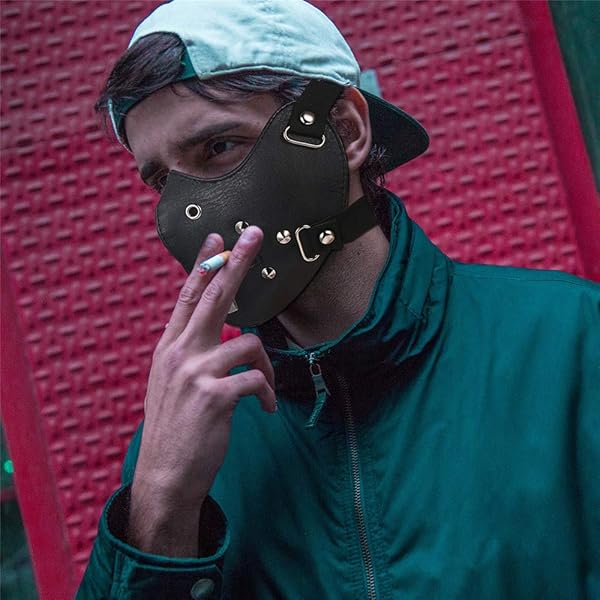 JewelryWe Cool Punk Skeleton Mask - Breathable Leather Zipper Design for Men & Women | Windproof Motorcycle Riding Gear - View 2 of 8