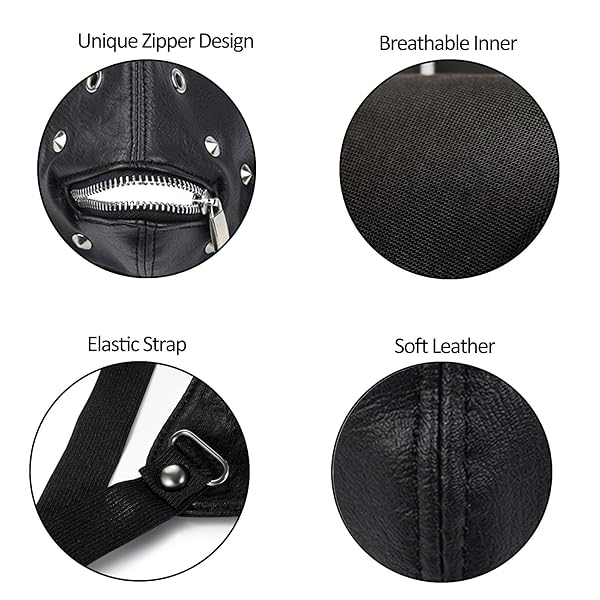 JewelryWe Cool Punk Skeleton Mask - Breathable Leather Zipper Design for Men & Women | Windproof Motorcycle Riding Gear - View 5 of 8