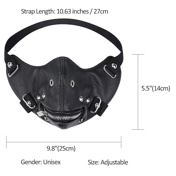 JewelryWe Cool Punk Skeleton Mask - Breathable Leather Zipper Design for Men & Women | Windproof Motorcycle Riding Gear - View 6 of 8