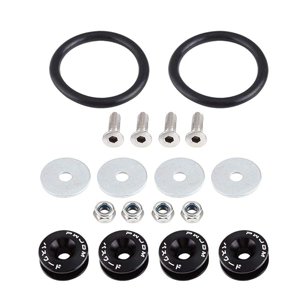 KIMISS KIMISS Car Aluminium Alloy Bumper Holder Washer Bolt Engine Bay Dress Up Kit Quick Release Fastener Black
