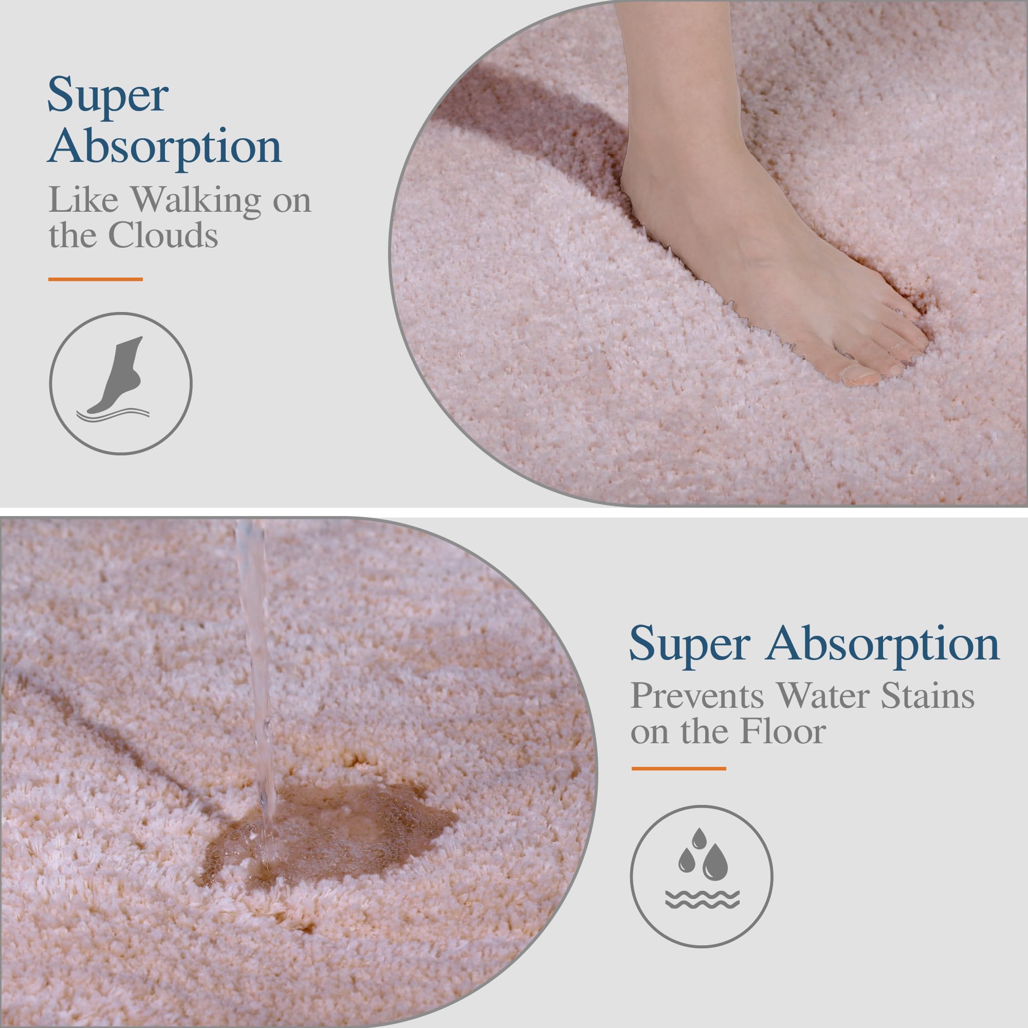 Walensee Non Slip Bathroom Rug Dusty Pink 16 x 24 Water Absorbent Soft Microfiber Shaggy Mat Machine Washable Thick Plush Shower Rug - View 3 of 8