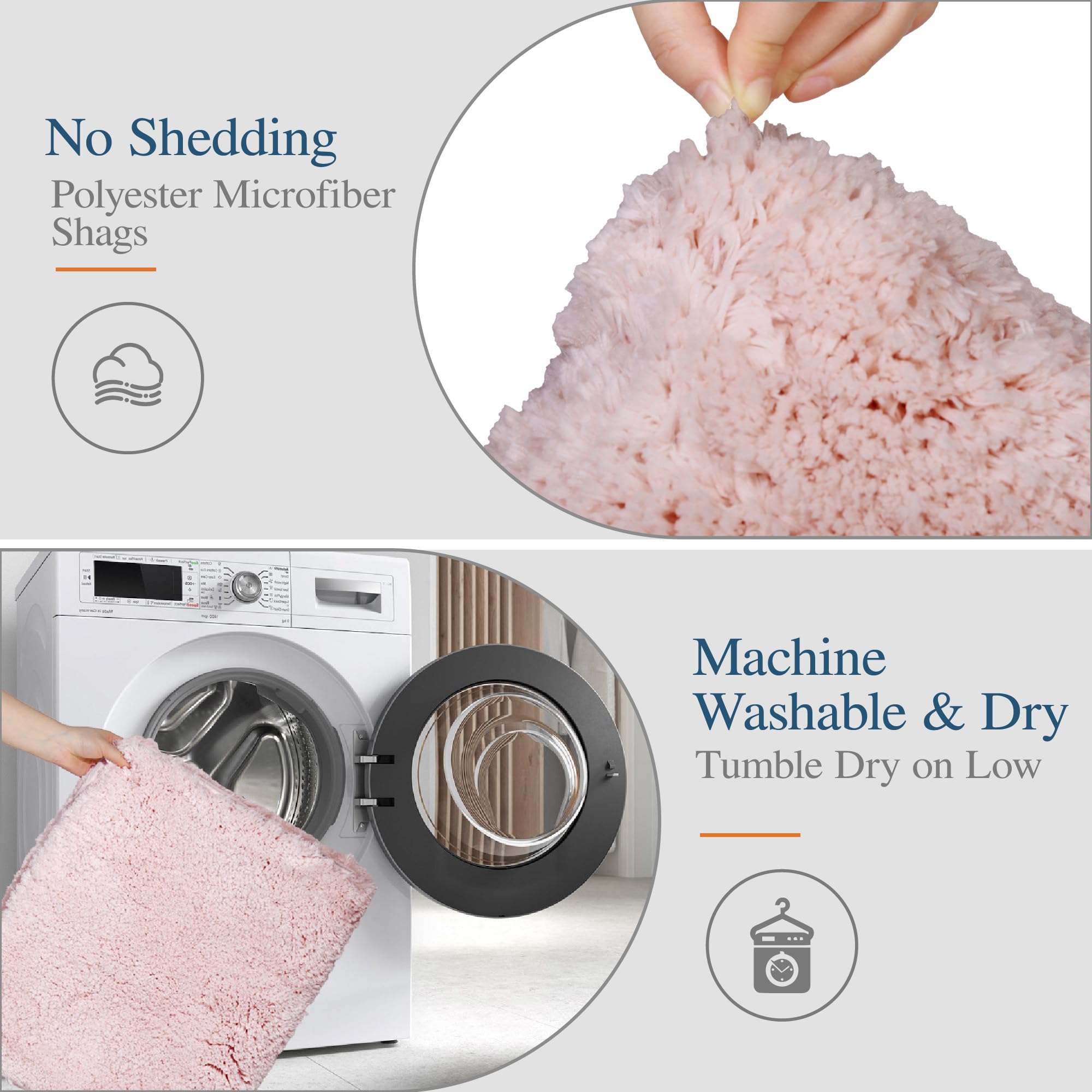 Walensee Non Slip Bathroom Rug Dusty Pink 16 x 24 Water Absorbent Soft Microfiber Shaggy Mat Machine Washable Thick Plush Shower Rug - View 4 of 8