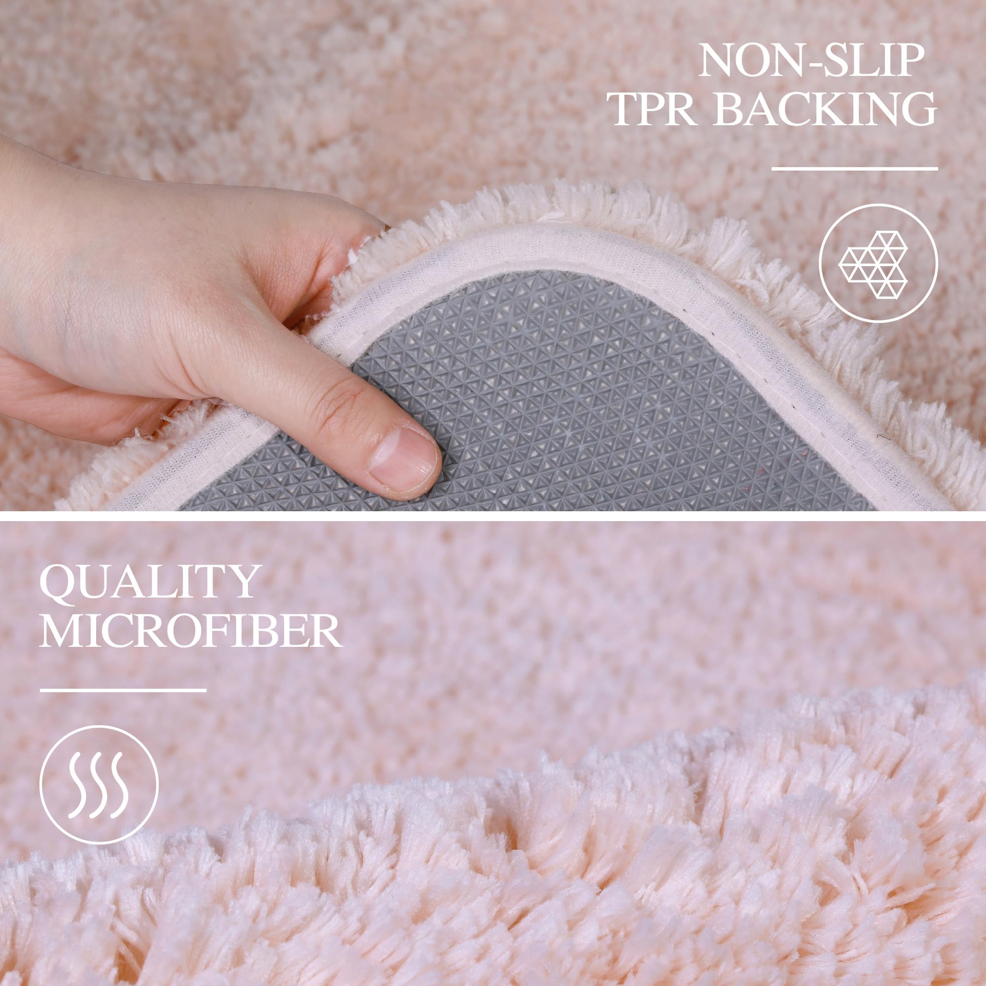Walensee Non Slip Bathroom Rug Dusty Pink 16 x 24 Water Absorbent Soft Microfiber Shaggy Mat Machine Washable Thick Plush Shower Rug - View 5 of 8