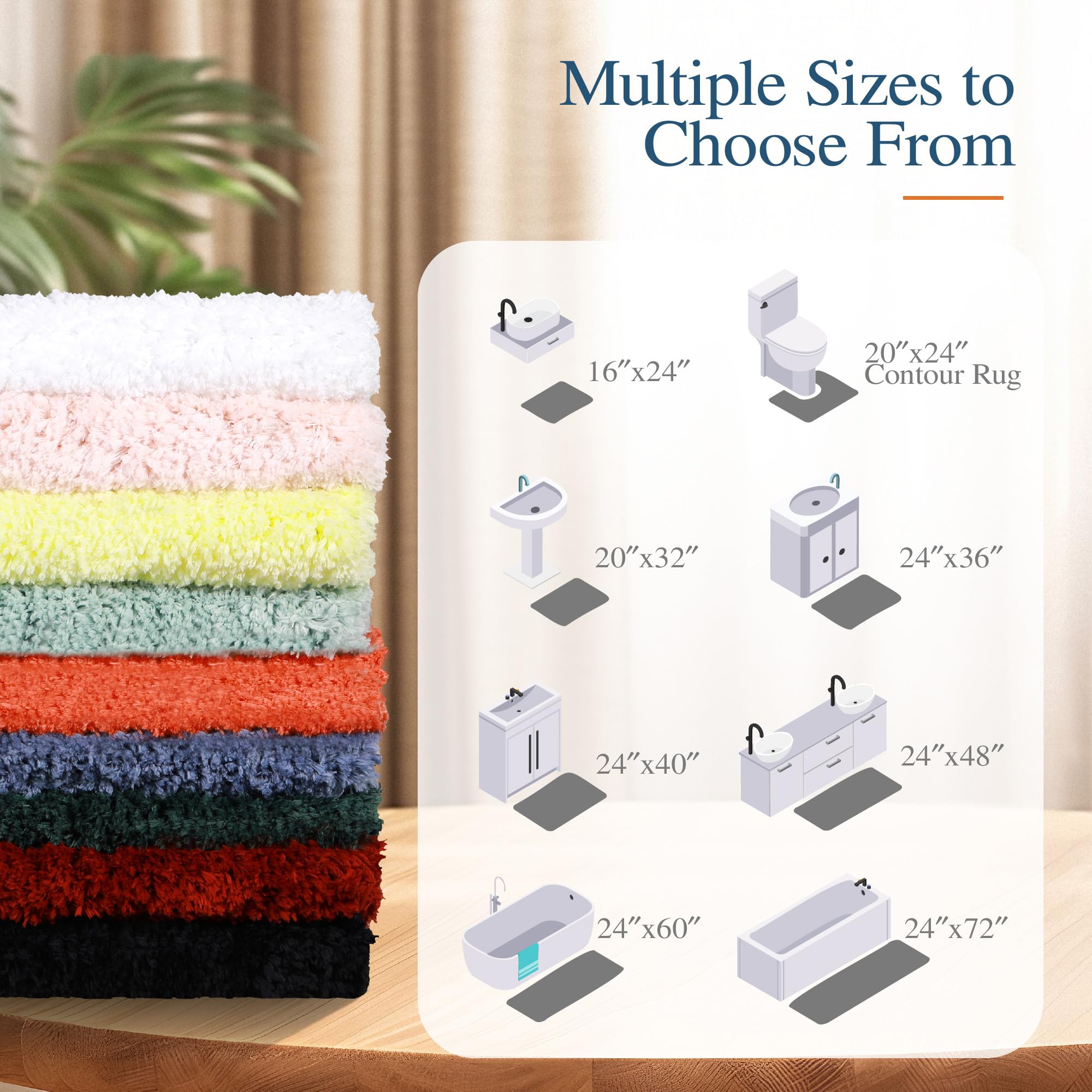 Walensee Non Slip Bathroom Rug Dusty Pink 16 x 24 Water Absorbent Soft Microfiber Shaggy Mat Machine Washable Thick Plush Shower Rug - View 7 of 8