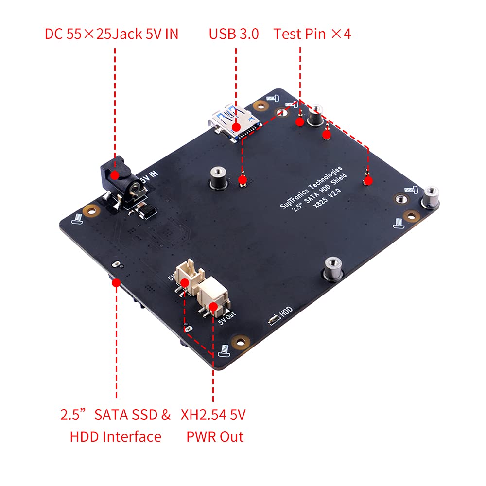 GeeekPi "GeeekPi SATA Storage Expansion Board for Raspberry Pi 4B - X825 V2.0 USB 3.0 for 2.5" HDD/SSD" - View 3 of 6