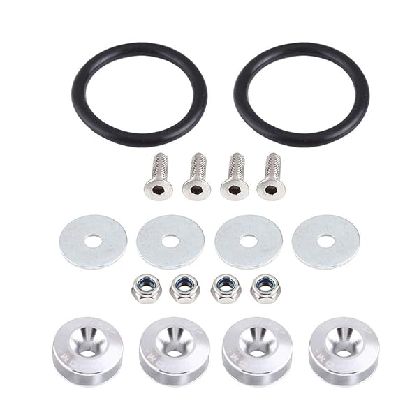 KIMISS KIMISS Car Aluminium Alloy Bumper Holder Washer Bolt Engine Bay Dress Up Kit Quick Release Fastener Silver