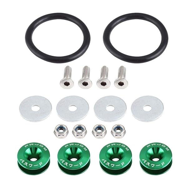KIMISS KIMISS Car Aluminium Alloy Bumper Holder Washer Bolt Engine Bay Dress Up Kit Quick Release Fastener Green