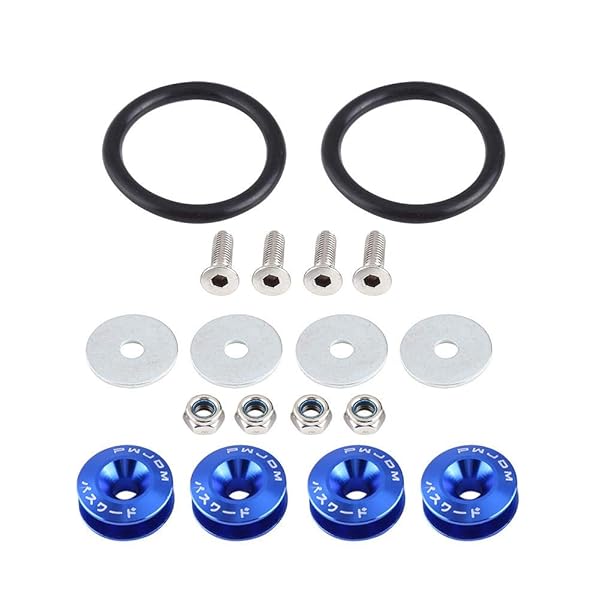 KIMISS KIMISS Car Aluminium Alloy Bumper Holder Washer Bolt Engine Bay Dress Up Kit Quick Release Fastener Blue