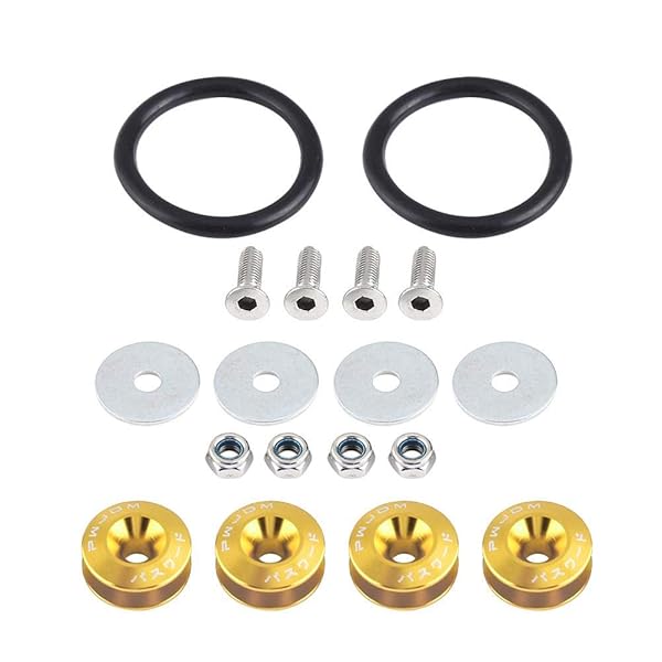 KIMISS KIMISS Car Aluminium Alloy Bumper Holder Washer Bolt Engine Bay Dress Up Kit Quick Release Fastener Yellow