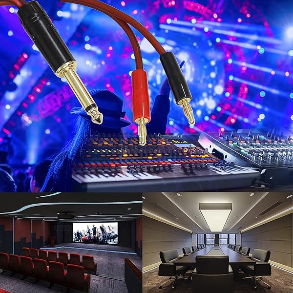 XMSJSIY 1/4 TS to Banana Plug Speaker Cable 5 Feet Gold Plated HiFi Audio Wire for DJ Mixer 12AWG - View 6 of 7