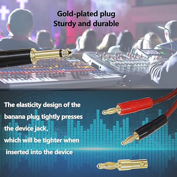 XMSJSIY 1/4 TS to Banana Plug Speaker Cable 5 Feet Gold Plated HiFi Audio Wire for DJ Mixer 12AWG - View 7 of 7