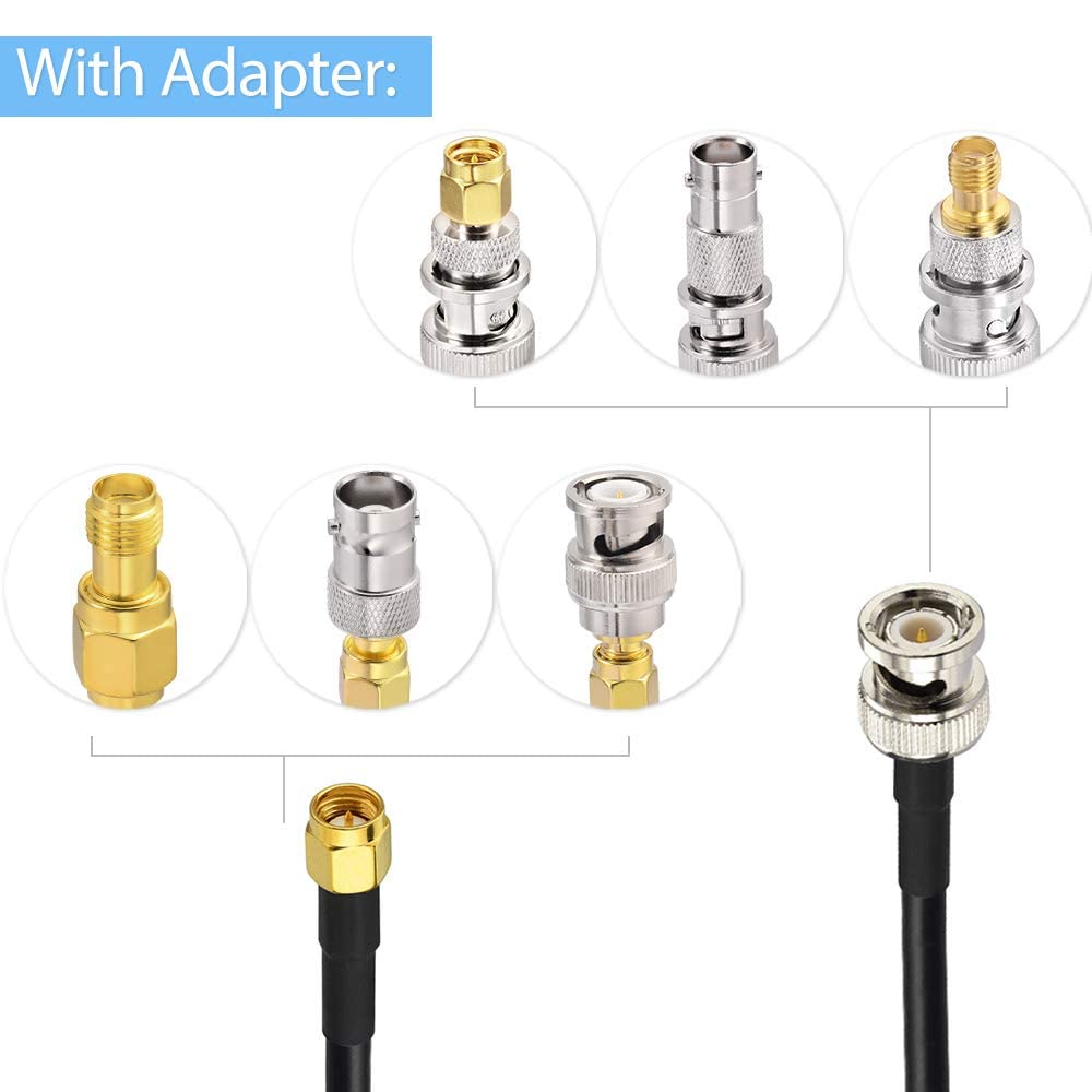 Superbat Superbat 6.5ft SMA Male to BNC Male Cable with 5pcs RF Coax Adapter Kit for Antennas Wireless LAN Devices and Wi-Fi Radios - View 5 of 7