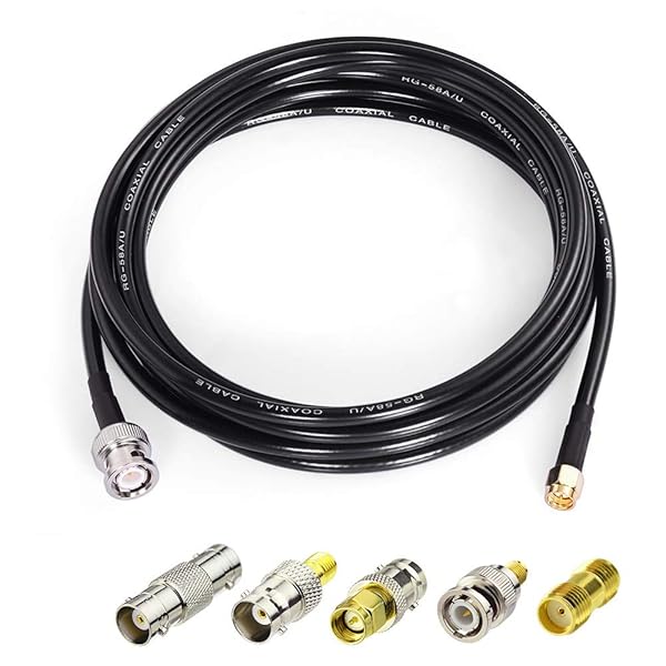 Superbat 10ft SMA Male to BNC Male Cable with 5pcs RF Coax Adapter Kit for Scanner Antennas Wireless LAN Devices and Wi-Fi Radios