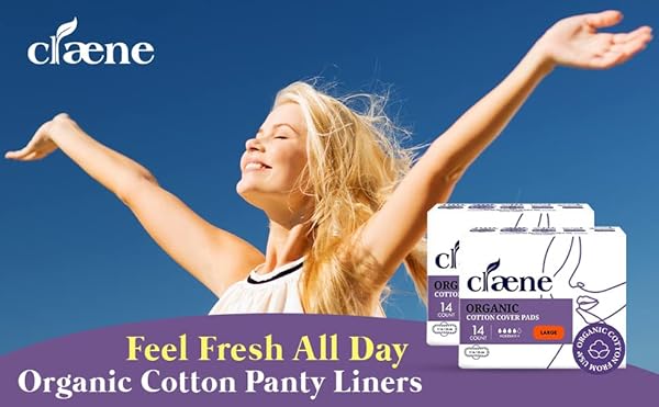 CLAENE Claene Organic Cotton Cover Pads Large Unscented Breathable Menstrual Pads for Women with Wings 2Pack Total 28 - View 3 of 10