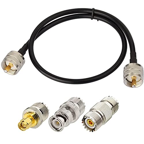 Superbat Superbat PL259 Coaxial Cable 20inches with 3pcs Adapter Kit for CB Amateur SWR Meter Two-Way Radio Applications
