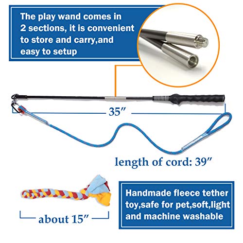 Dewonch Interactive Flirt Pole Toy for Dogs Durable Teaser Wand with Fleece Rope for Outdoor Exercise and Training for All Dog Sizes - View 6 of 7