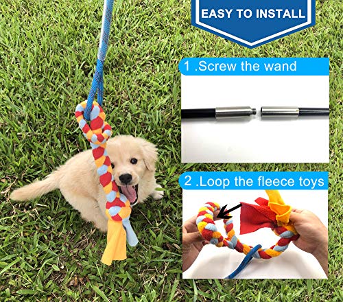 Dewonch Interactive Flirt Pole Toy for Dogs Durable Teaser Wand with Fleece Rope for Outdoor Exercise and Training for All Dog Sizes - View 7 of 7