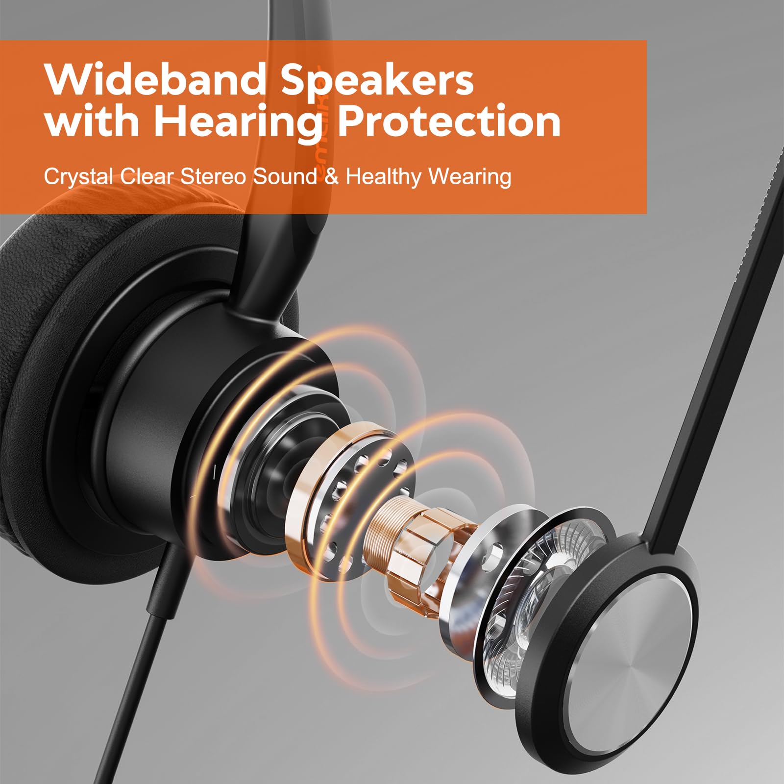 USB Headset with Noise Cancelling Microphone for PC and Laptop Lightweight Compatible with Zoom Teams and Online Meetings - View 5 of 7