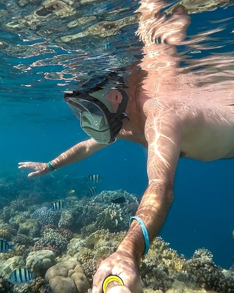 QingSong QingSong Full Face Snorkel Mask with Detachable Camera Mount 180 Degree Panoramic View Anti-Fog Anti-Leak for Youth and Adult - View 3 of 8