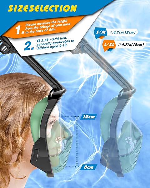 QingSong QingSong Full Face Snorkel Mask with Detachable Camera Mount 180 Degree Panoramic View Anti-Fog Anti-Leak for Youth and Adult - View 7 of 8