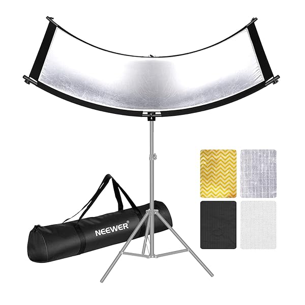 NEEWER Neewer Clamshell Light Reflector Diffuser with Carrying Bag, 39”×18”/100x45cm Photography Curved Lighting Reflector for Photo Studio Photography, Black/White/Gold/Silver Colors (Stand Not Included) - View 2 of 9