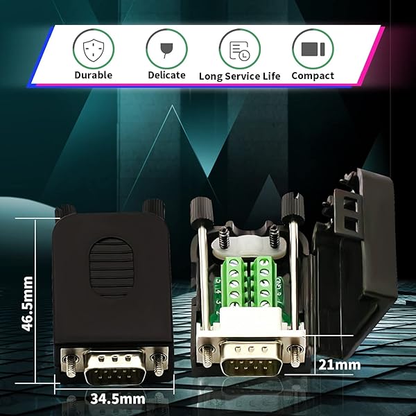 CenryKay Buy CenryKay 2PCS DB9 Male Solderless Connectors - RS232 D-SUB Breakout Board with Case & Long Bolts - View 5 of 9