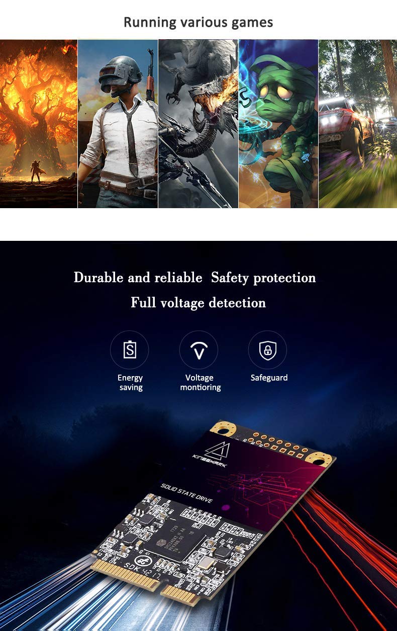 Kingshark Gamer Kingshark 128GB mSATA SSD - Fast Internal Solid State Drive for Gaming & Storage Upgrade - View 3 of 5