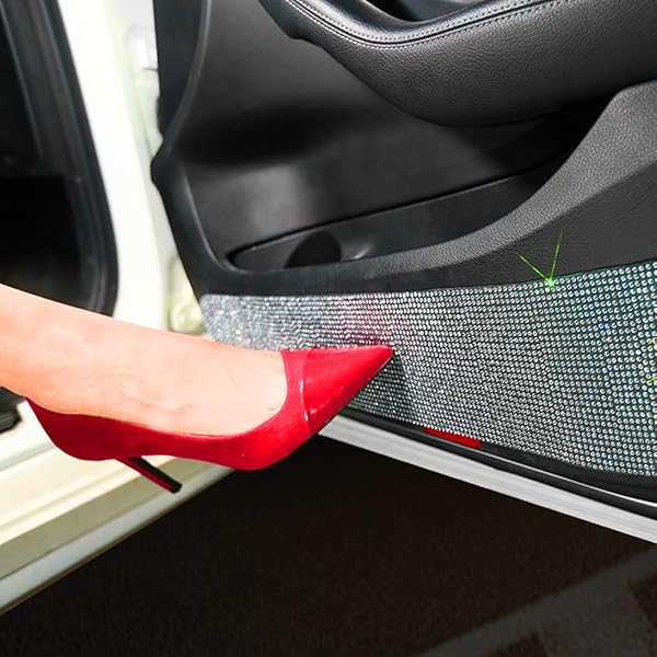 eing Bling Car Door Anti-Kick Pad Crystal Protective Stickers Universal 4 Pack Pure White for Front and Back Seat Doors - View 3 of 4
