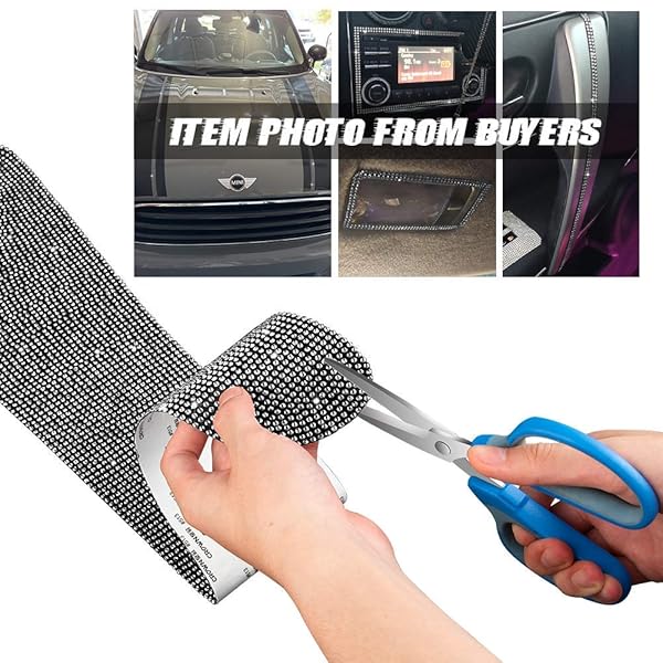 eing Bling Car Door Anti-Kick Pad Crystal Protective Stickers Universal 4 Pack Pure White for Front and Back Seat Doors - View 4 of 4