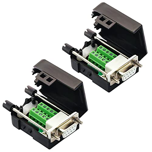CenryKay Buy CenryKay 2PCS DB9 Female Solderless Connector - RS232 D-SUB Breakout Board with Case & Long Bolts