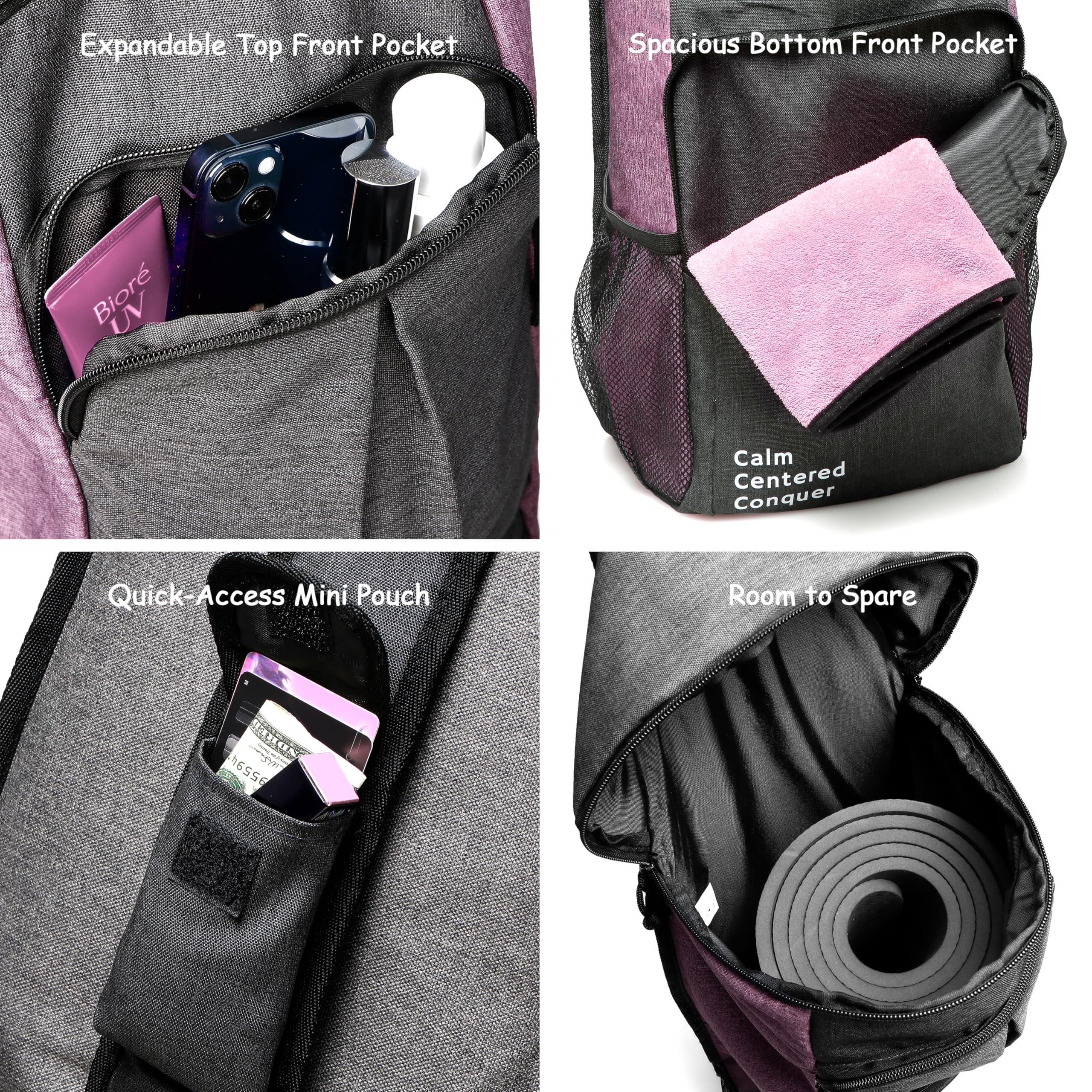 WARRIOR2 WARRIOR2 Yoga Mat Bag Carrier with Large Pockets and Water Bottle Holders for Hands-Free Use Fits 0.5 Inch Thick Mats Ideal for Yoga Gym Cycling - View 4 of 9