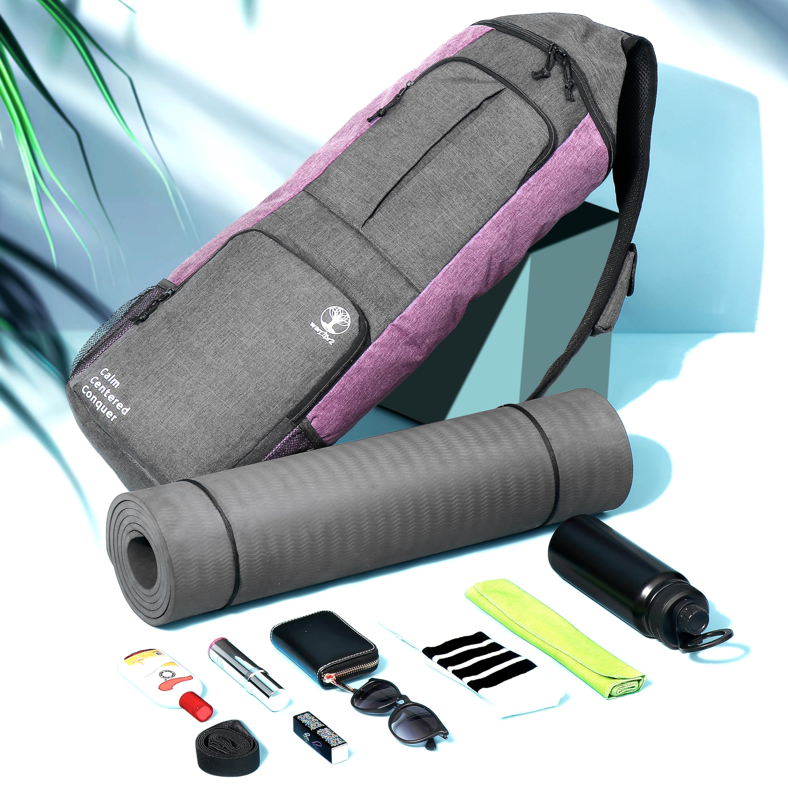 WARRIOR2 WARRIOR2 Yoga Mat Bag Carrier with Large Pockets and Water Bottle Holders for Hands-Free Use Fits 0.5 Inch Thick Mats Ideal for Yoga Gym Cycling - View 7 of 9