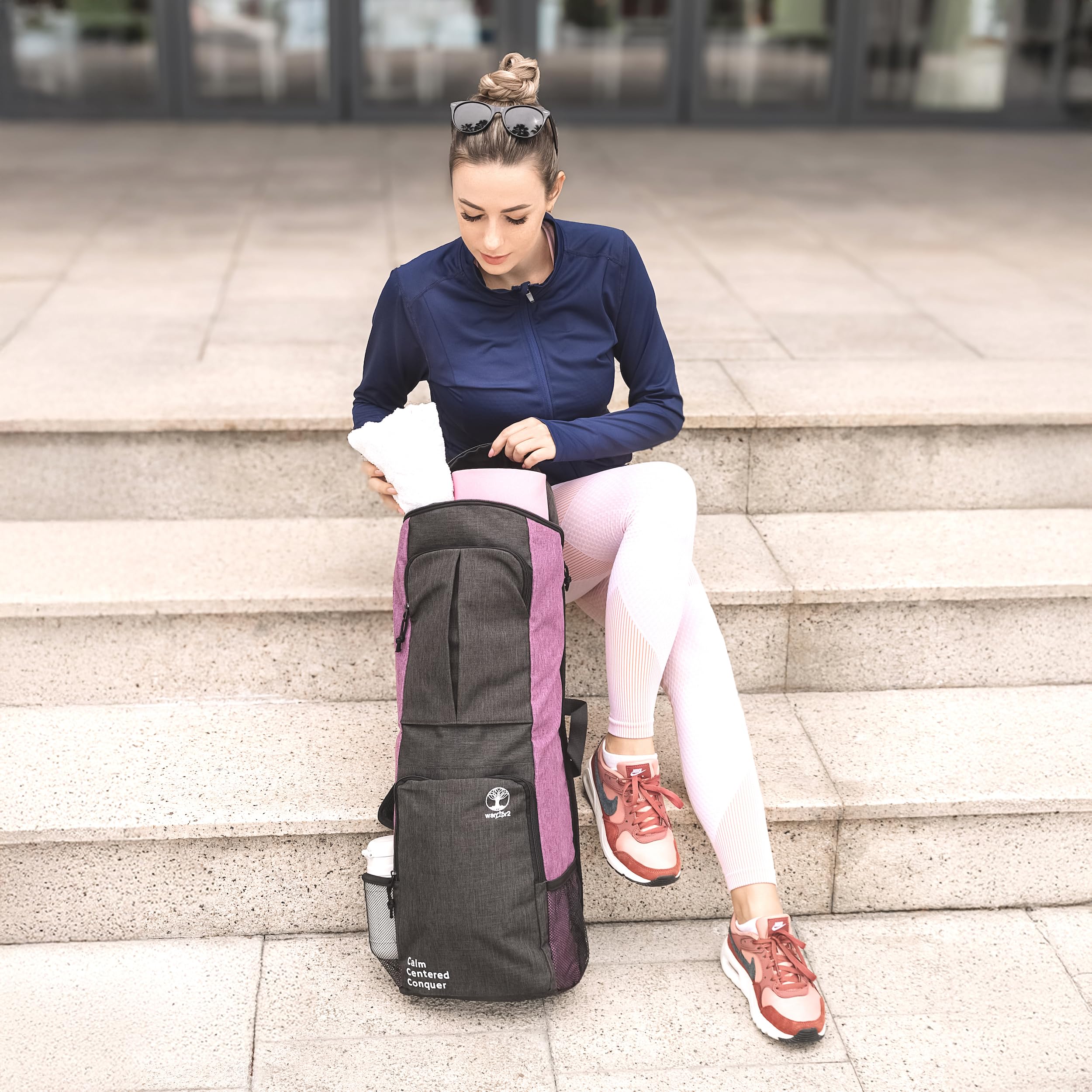 WARRIOR2 WARRIOR2 Yoga Mat Bag Carrier with Large Pockets and Water Bottle Holders for Hands-Free Use Fits 0.5 Inch Thick Mats Ideal for Yoga Gym Cycling - View 9 of 9