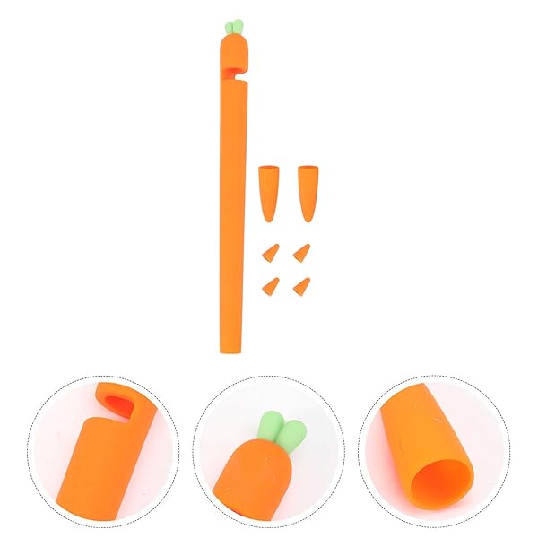 Hemobllo Hemobllo Carrot Shaped Silicone Sleeve Cover for Apple Pencil 1 Anti Slip Touch Screen Pen Holder Skin Cover Orange - View 3 of 10