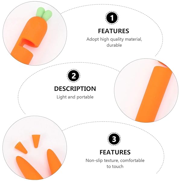 Hemobllo Hemobllo Carrot Shaped Silicone Sleeve Cover for Apple Pencil 1 Anti Slip Touch Screen Pen Holder Skin Cover Orange - View 4 of 10