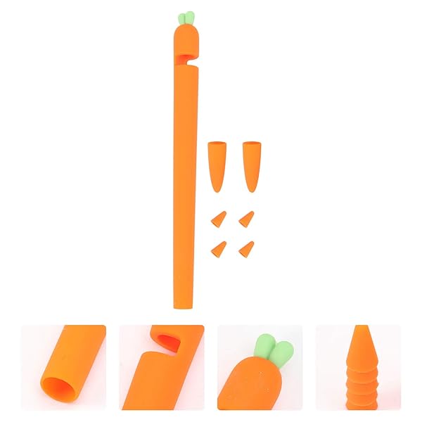 Hemobllo Hemobllo Carrot Shaped Silicone Sleeve Cover for Apple Pencil 1 Anti Slip Touch Screen Pen Holder Skin Cover Orange - View 5 of 10