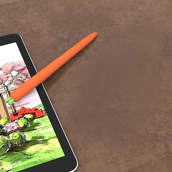 Hemobllo Hemobllo Carrot Shaped Silicone Sleeve Cover for Apple Pencil 1 Anti Slip Touch Screen Pen Holder Skin Cover Orange - View 8 of 10