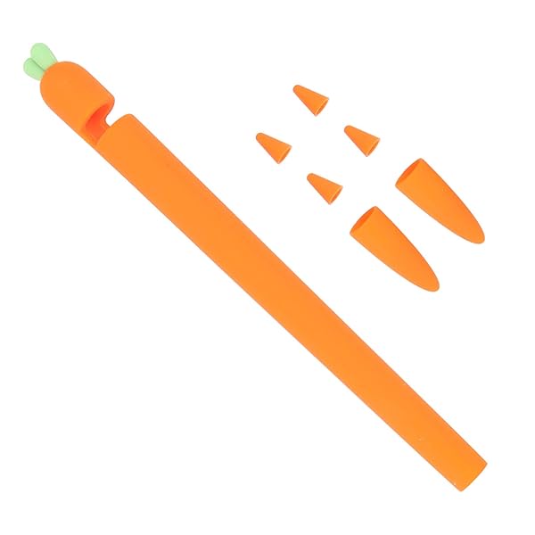 Hemobllo Hemobllo Carrot Shaped Silicone Sleeve Cover for Apple Pencil 1 Anti Slip Touch Screen Pen Holder Skin Cover Orange - View 9 of 10