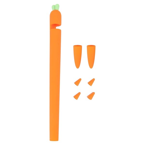 Hemobllo Hemobllo Carrot Shaped Silicone Sleeve Cover for Apple Pencil 1 Anti Slip Touch Screen Pen Holder Skin Cover Orange - View 2 of 10