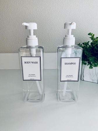 Empty Plastic Pump Bottles Square Shampoo Conditioner Soap Lotion Refillable BPA Free Set of 3 Clear for Body Wash Moisturizer Face Cream - View 2 of 7