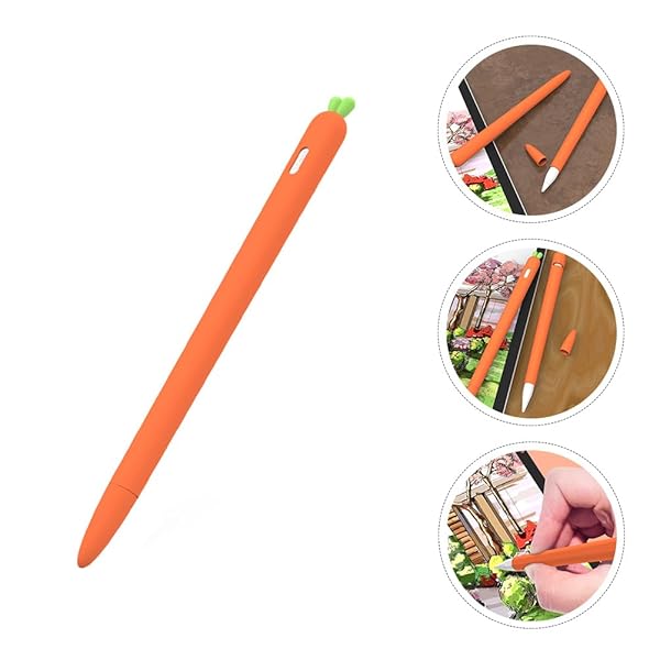 Hemobllo Hemobllo Carrot Shaped Silicone Sleeve Cover for Apple Pencil 2 Anti Slip Touch Screen Pen Holder Skin Cover Orange - View 3 of 10