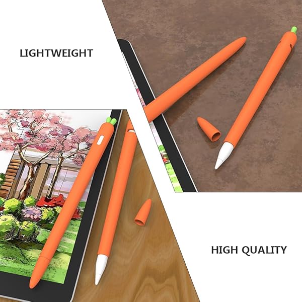 Hemobllo Hemobllo Carrot Shaped Silicone Sleeve Cover for Apple Pencil 2 Anti Slip Touch Screen Pen Holder Skin Cover Orange - View 4 of 10