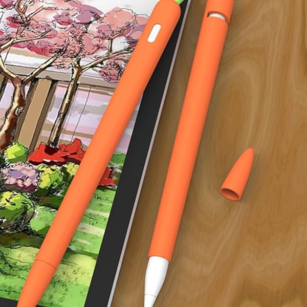 Hemobllo Hemobllo Carrot Shaped Silicone Sleeve Cover for Apple Pencil 2 Anti Slip Touch Screen Pen Holder Skin Cover Orange - View 6 of 10