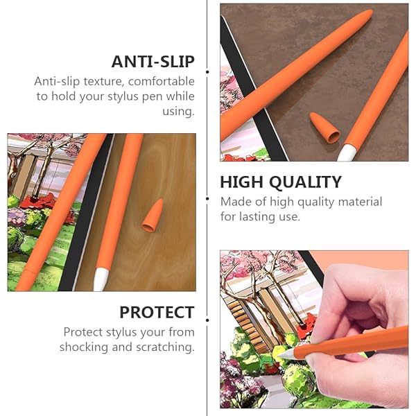 Hemobllo Hemobllo Carrot Shaped Silicone Sleeve Cover for Apple Pencil 2 Anti Slip Touch Screen Pen Holder Skin Cover Orange - View 10 of 10