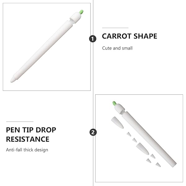 Hemobllo Hemobllo Carrot Shaped Silicone Sleeve Cover for Apple Pencil 1 Anti-Slip Protective Case Touch Screen Pen Holder White - View 3 of 10