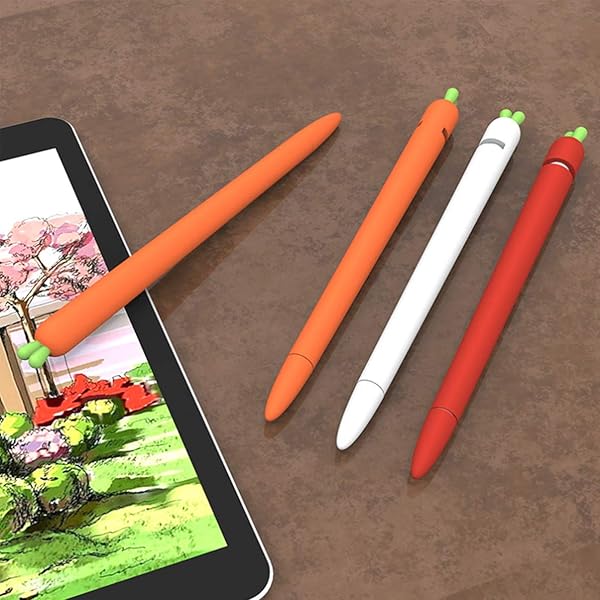Hemobllo Hemobllo Carrot Shaped Silicone Sleeve Cover for Apple Pencil 1 Anti-Slip Protective Case Touch Screen Pen Holder White - View 9 of 10