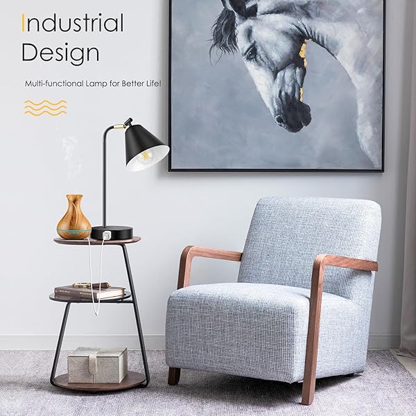 Brightever Industrial Dimmable Desk Lamp with USB Ports and AC Outlet Touch Control Flexible Head for Bedroom Office Living Room Bulb Included - View 7 of 8