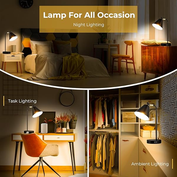 Brightever Industrial Dimmable Desk Lamp with USB Ports and AC Outlet Touch Control Flexible Head for Bedroom Office Living Room Bulb Included - View 8 of 8