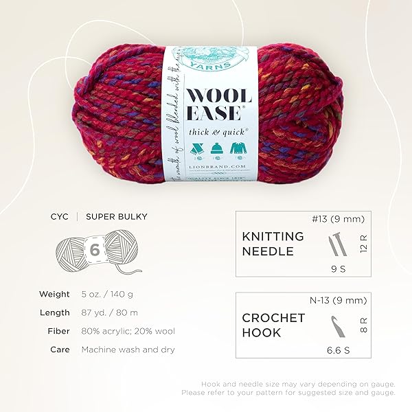 Lion Brand Yarn Lion Brand Yarn Wool-Ease Thick and Quick Soft Bulky Yarn for Knitting Crocheting Crafting 3 Pack Campfire - View 5 of 9