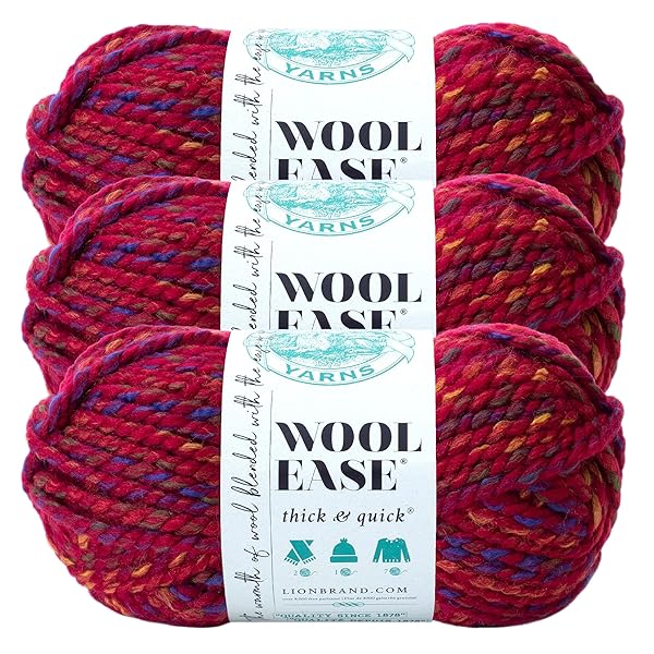 Lion Brand Yarn Lion Brand Yarn Wool-Ease Thick and Quick Soft Bulky Yarn for Knitting Crocheting Crafting 3 Pack Campfire